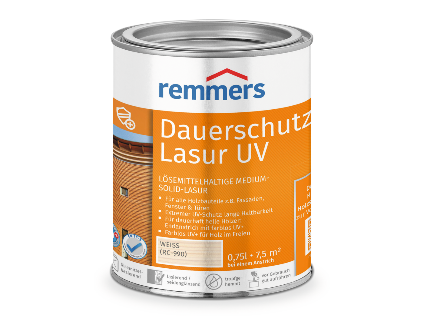0000223501 Dauerschutz-Lasur UV weiß (RC-990) 0,75l
