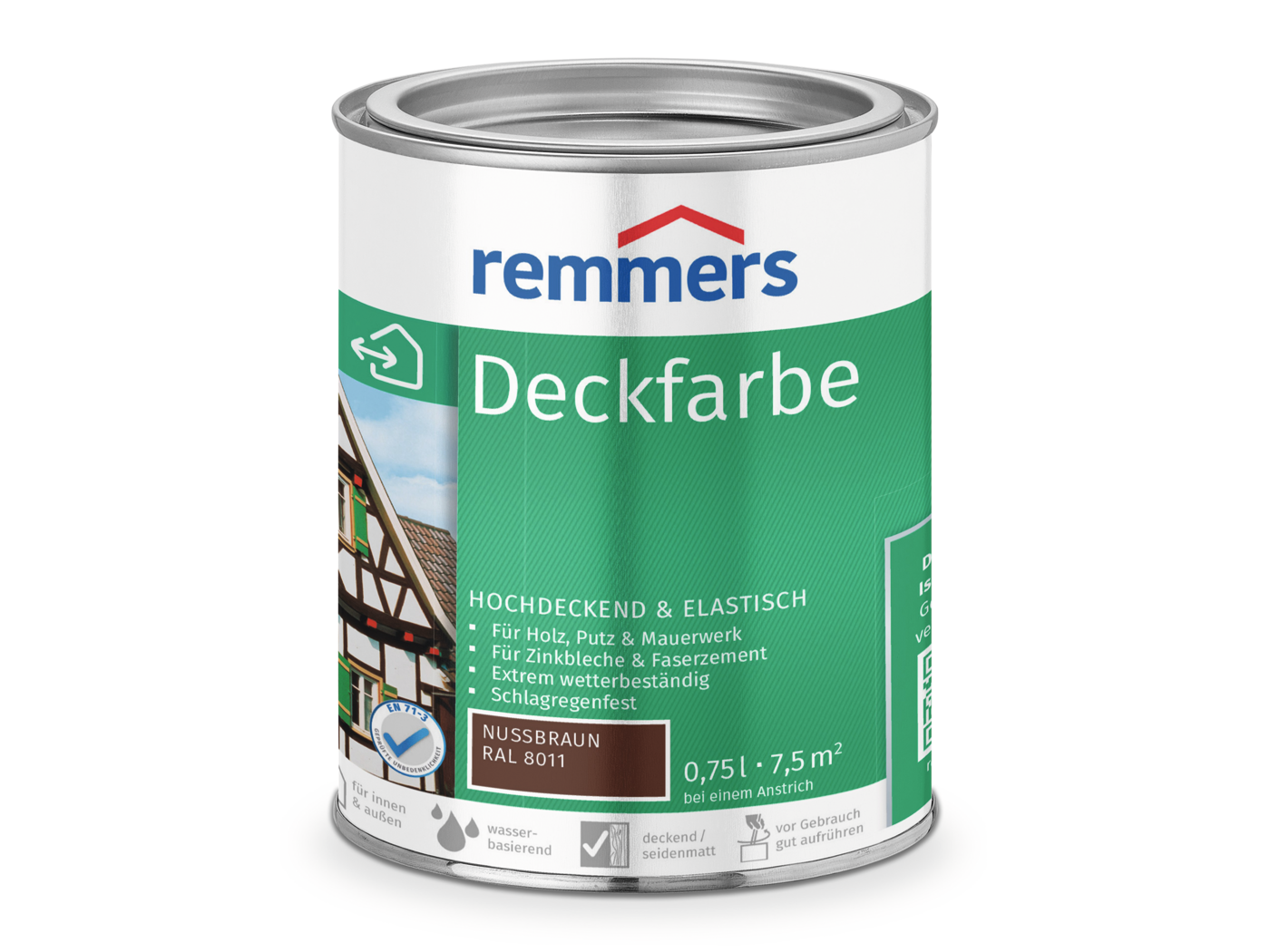 0000360701 Deckfarbe nussbraun (RAL 8011) 0,75l