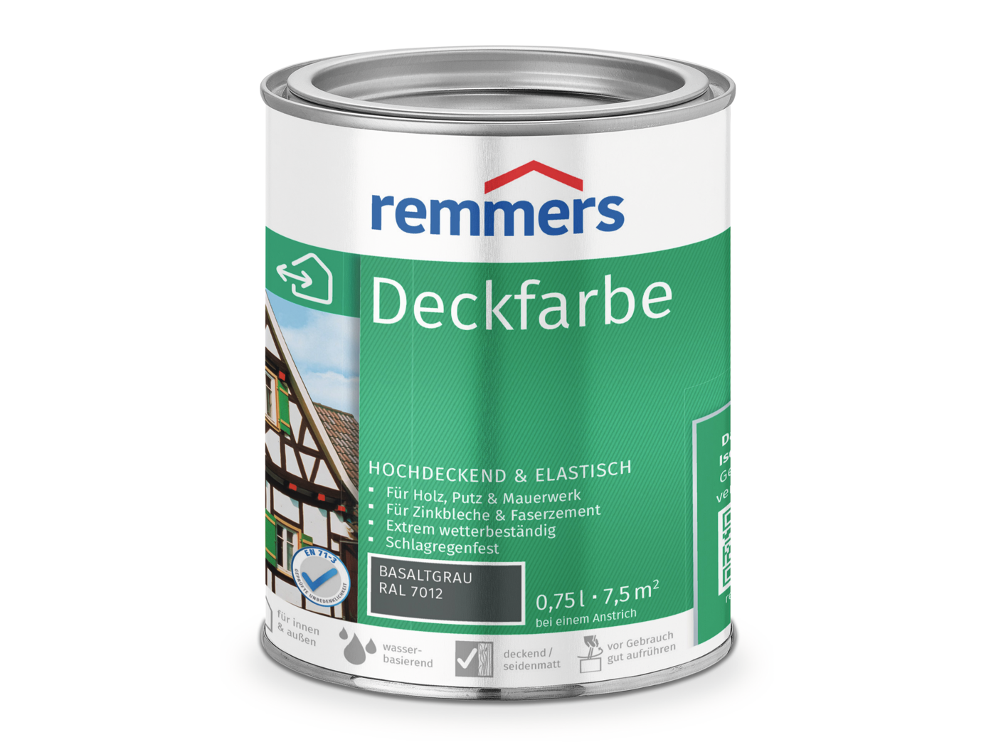 0000360901 Deckfarbe basaltgrau (RAL 7012) 0,75l