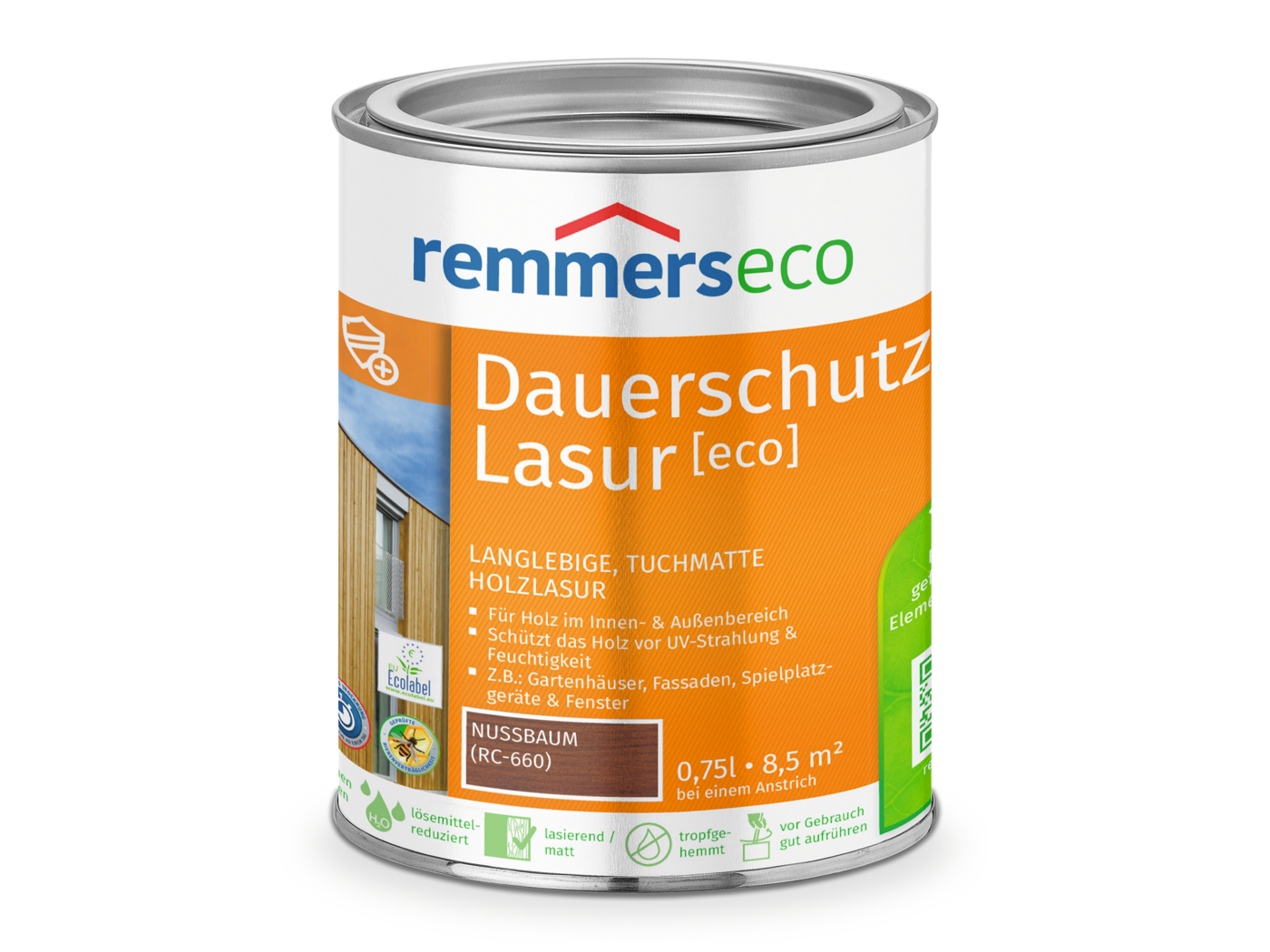 0000767601 Dauerschutz-Lasur [eco] nussbaum (RC-660) 0,75l
