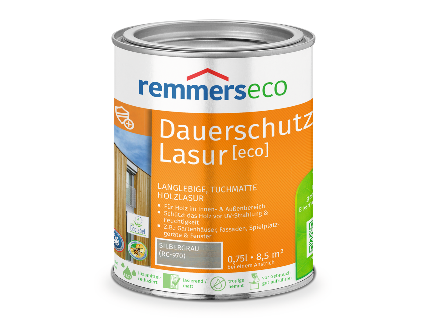 0000767901 Dauerschutz-Lasur [eco] silbergrau (RC-970) 0,75l