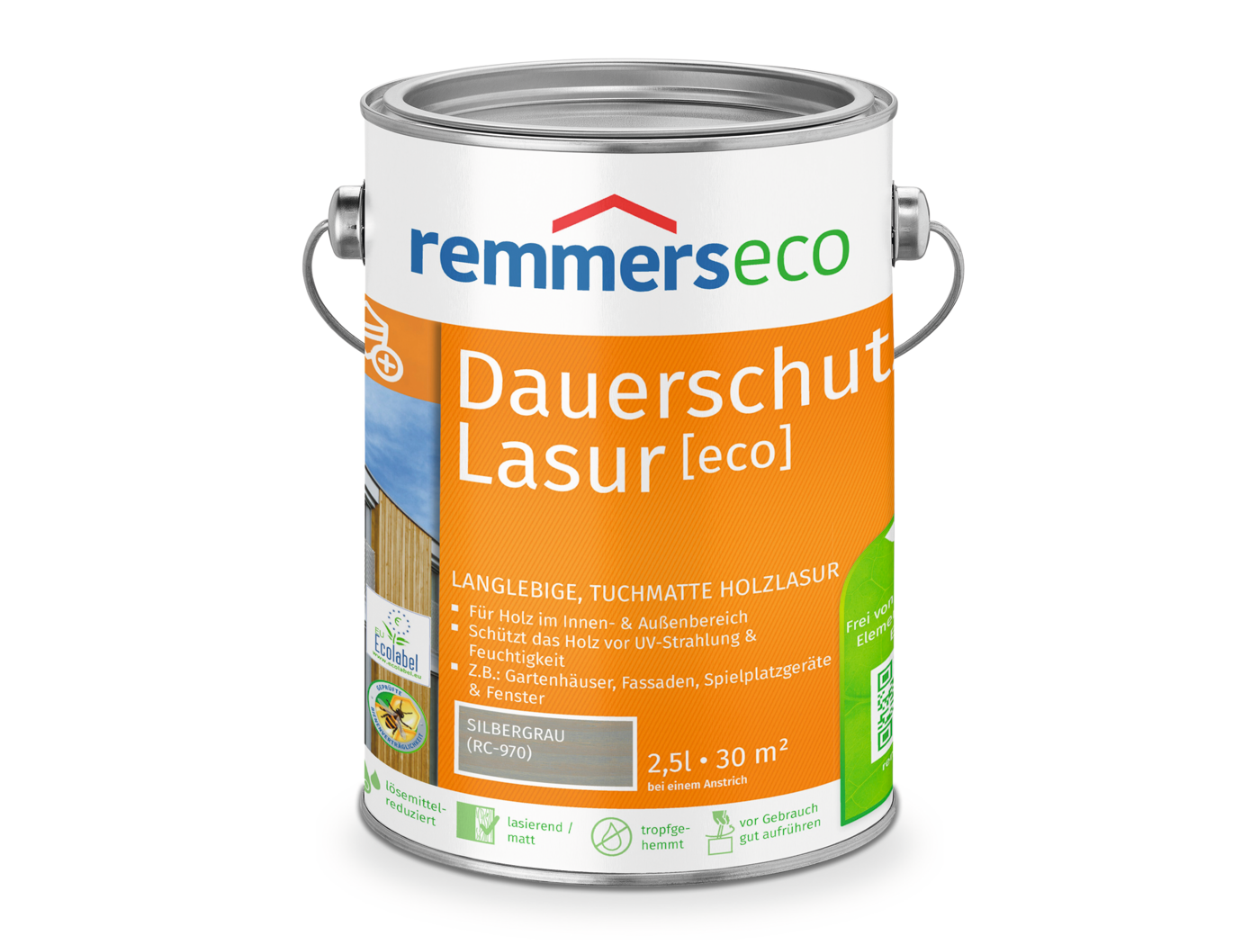 0000767903 Dauerschutz-Lasur [eco] silbergrau (RC-970) 2,5l