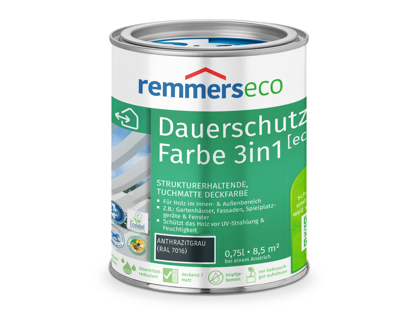0000765301 Dauerschutz-Farbe 3in1 [eco] anthrazitgrau (RAL 7016) 0,75l