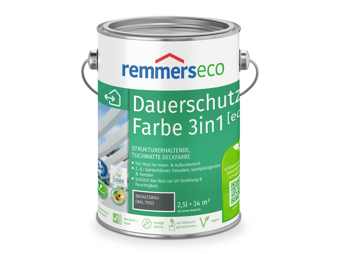 0000765103 Dauerschutz-Farbe 3in1 [eco] basaltgrau (RAL 7012) 2,5l