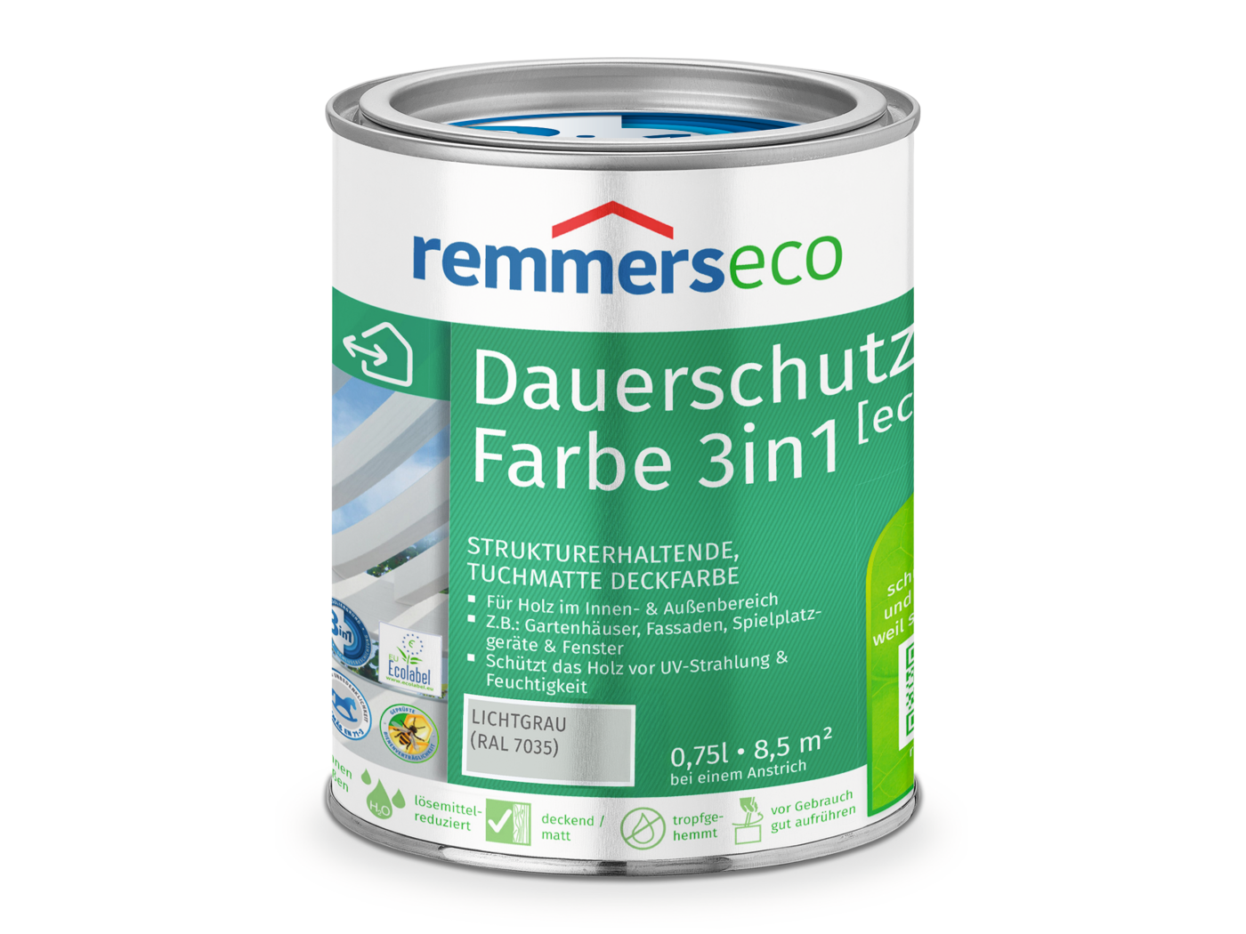 0000765401 Dauerschutz-Farbe 3in1 [eco] lichtgrau (RAL 7035) 0,75l
