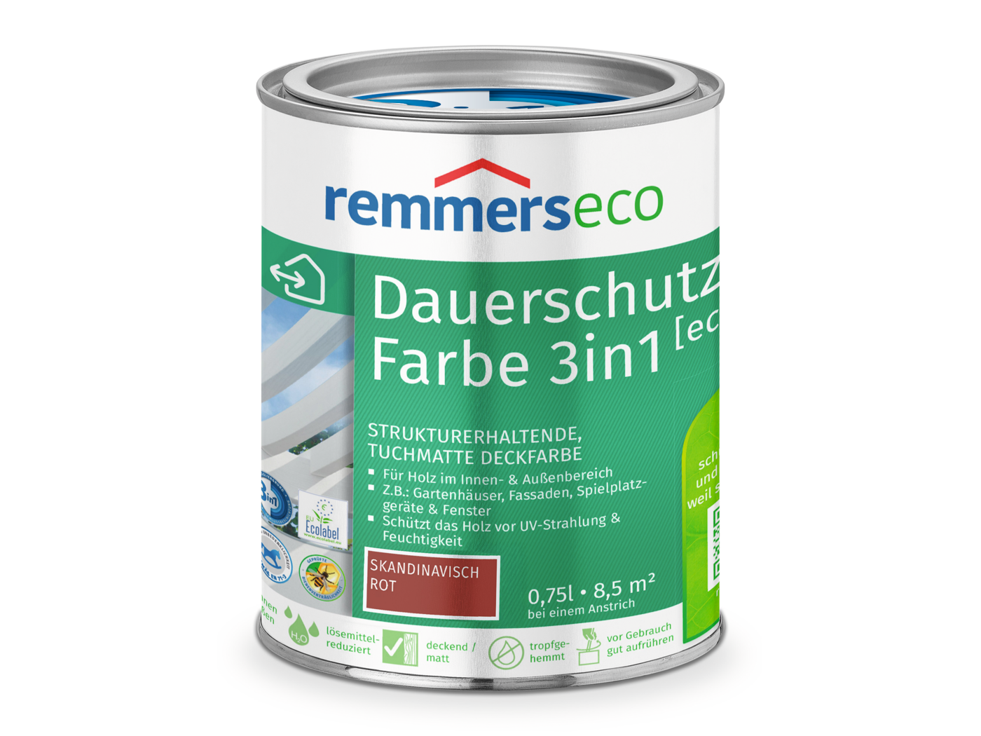 0000765901 Dauerschutz-Farbe 3in1 [eco] skandinavisch rot 0,75l
