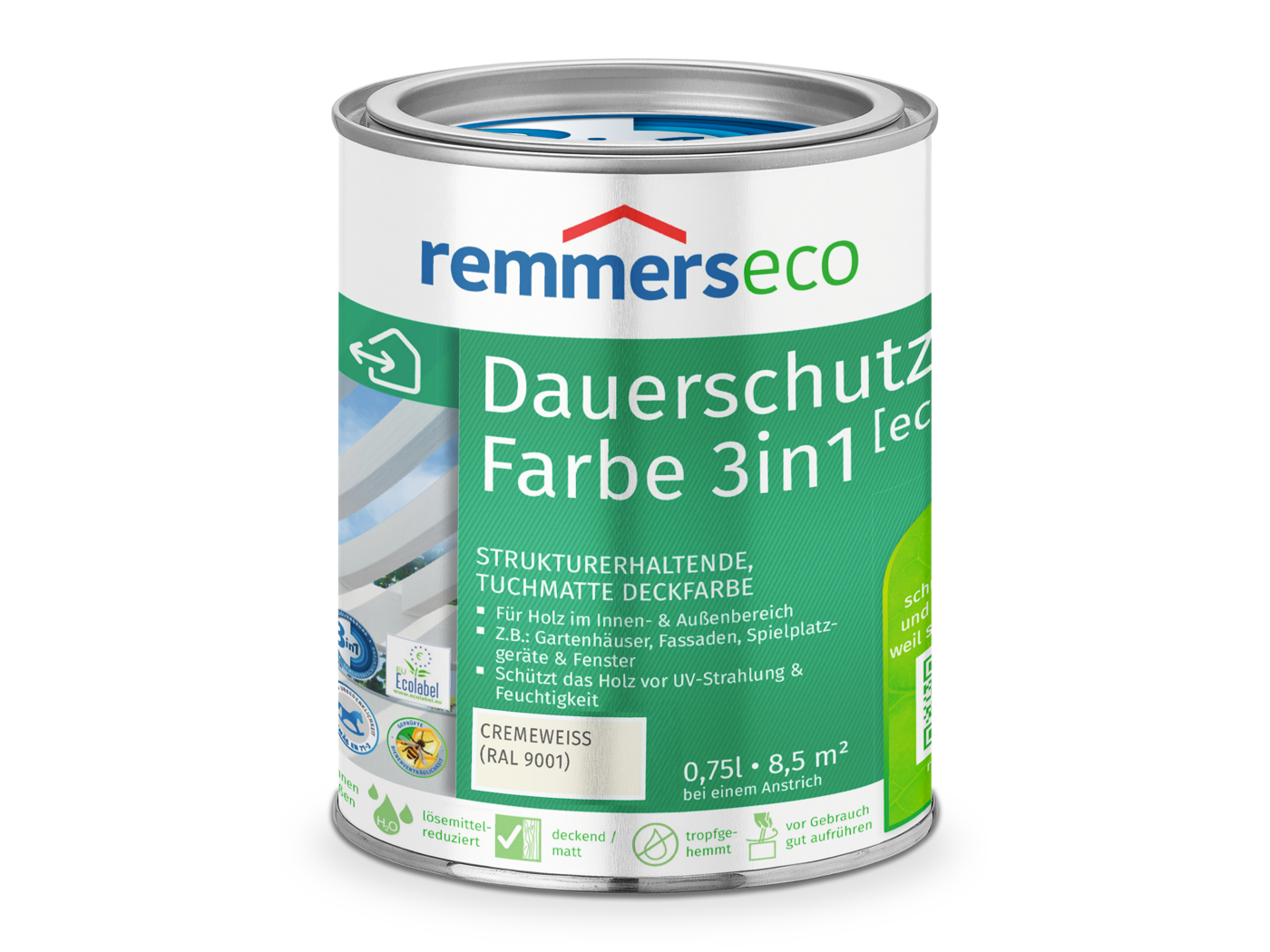 0000766001 Dauerschutz-Farbe 3in1 [eco] cremeweiß (RAL 9001) 0,75l