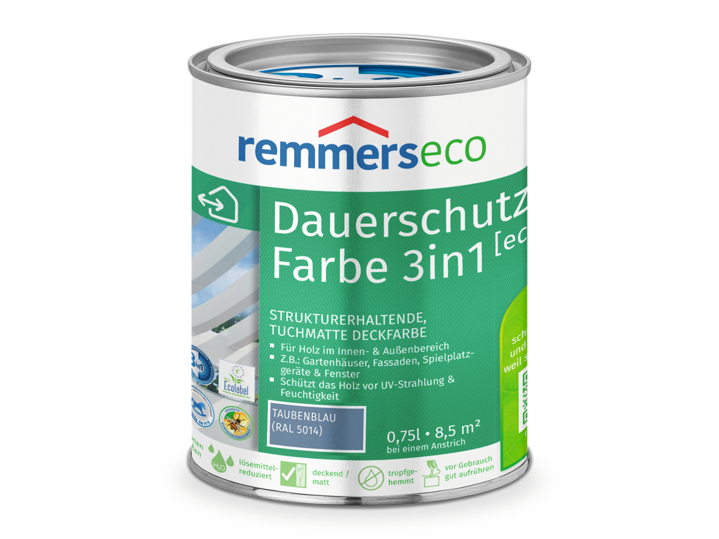 0000766201 Dauerschutz-Farbe 3in1 [eco] taubenblau (RAL 5014) 0,75l