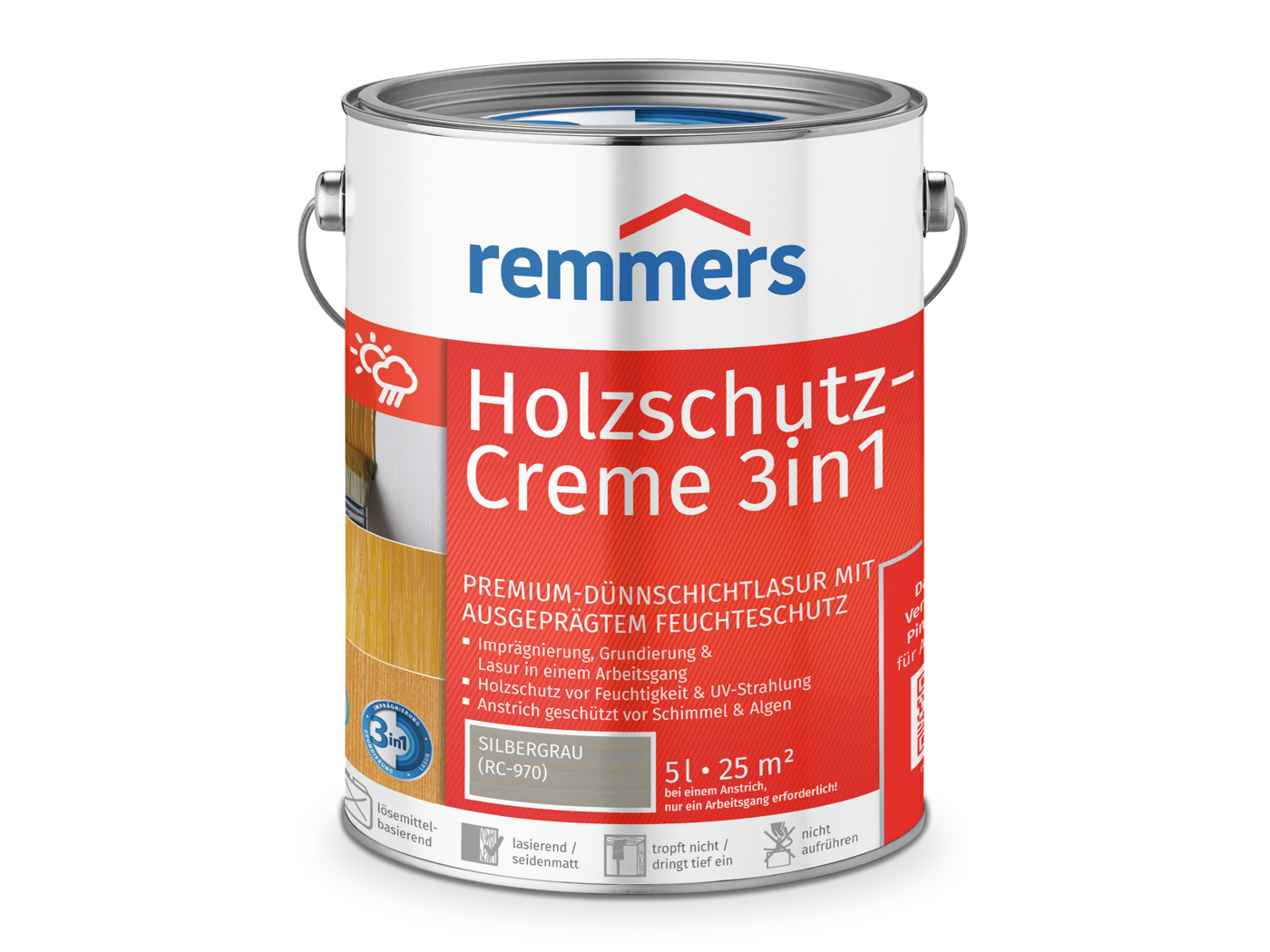 0000272205 Holzschutz-Creme 3in1 silbergrau (RC-970) 5l