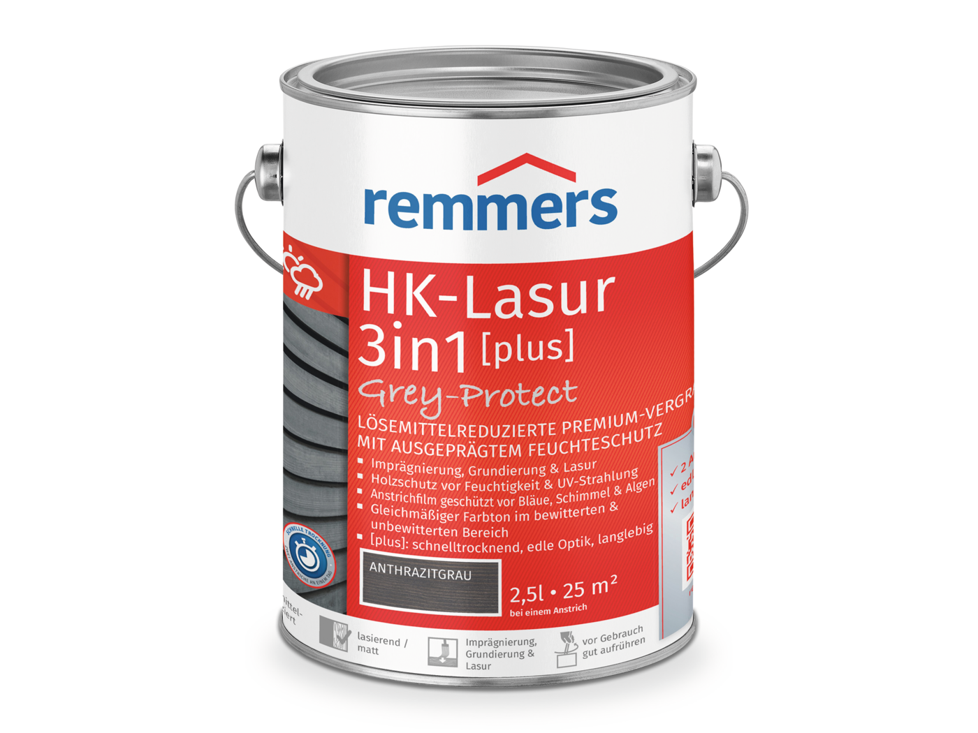 0000543803 HK-Lasur 3in1 Grey-Protect [plus] anthrazitgrau (FT-20928) 2,5l