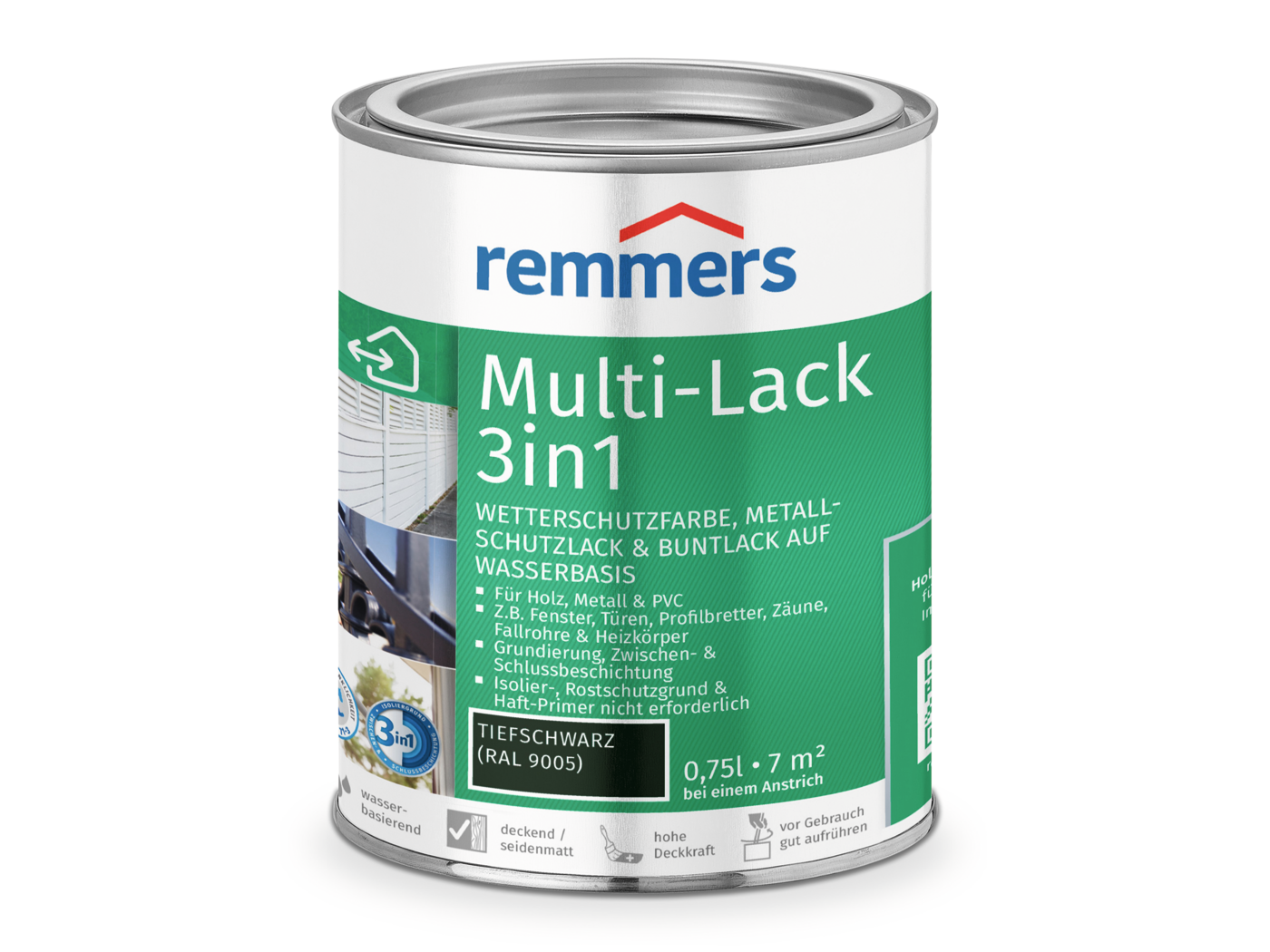 0000775301 Multi-Lack 3in1 tiefschwarz (RAL 9005) 0,75l