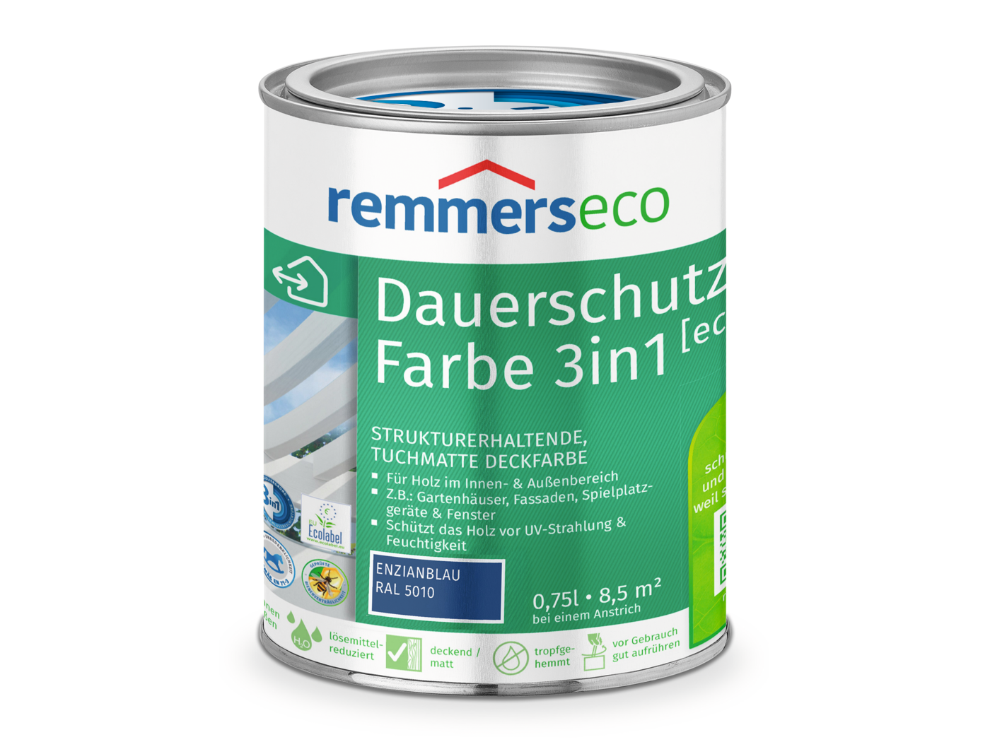 0000766601 Dauerschutz-Farbe 3in1 [eco] enzianblau (RAL5010) 0,75l