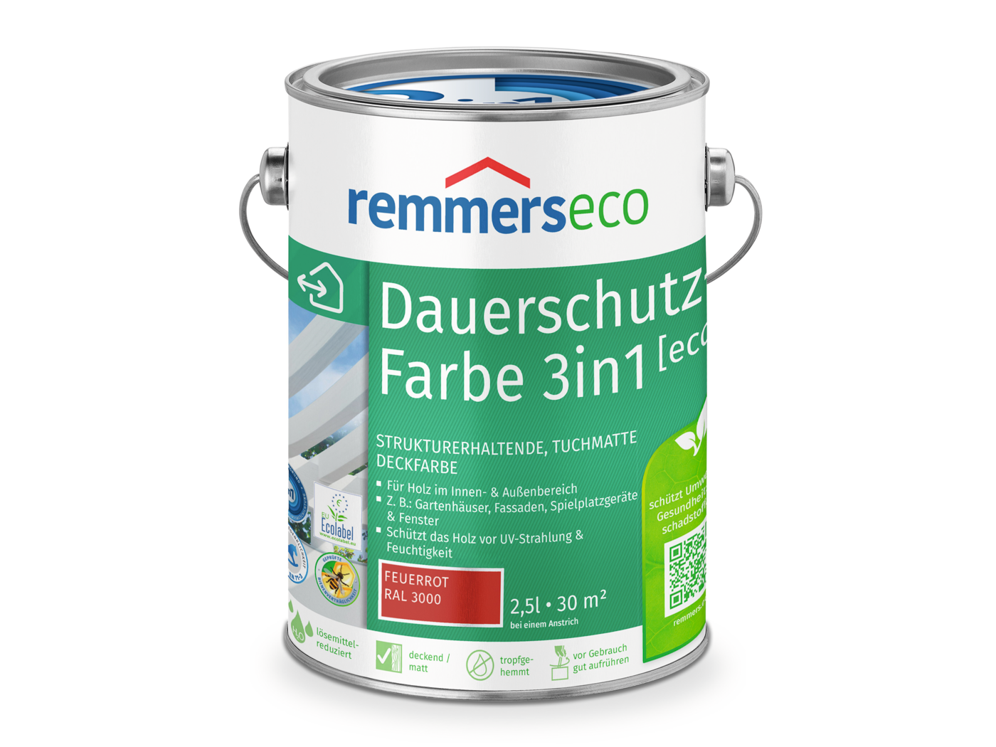 0000766703 Dauerschutz-Farbe 3in1 [eco] feuerrot (RAL3000) 2,5l