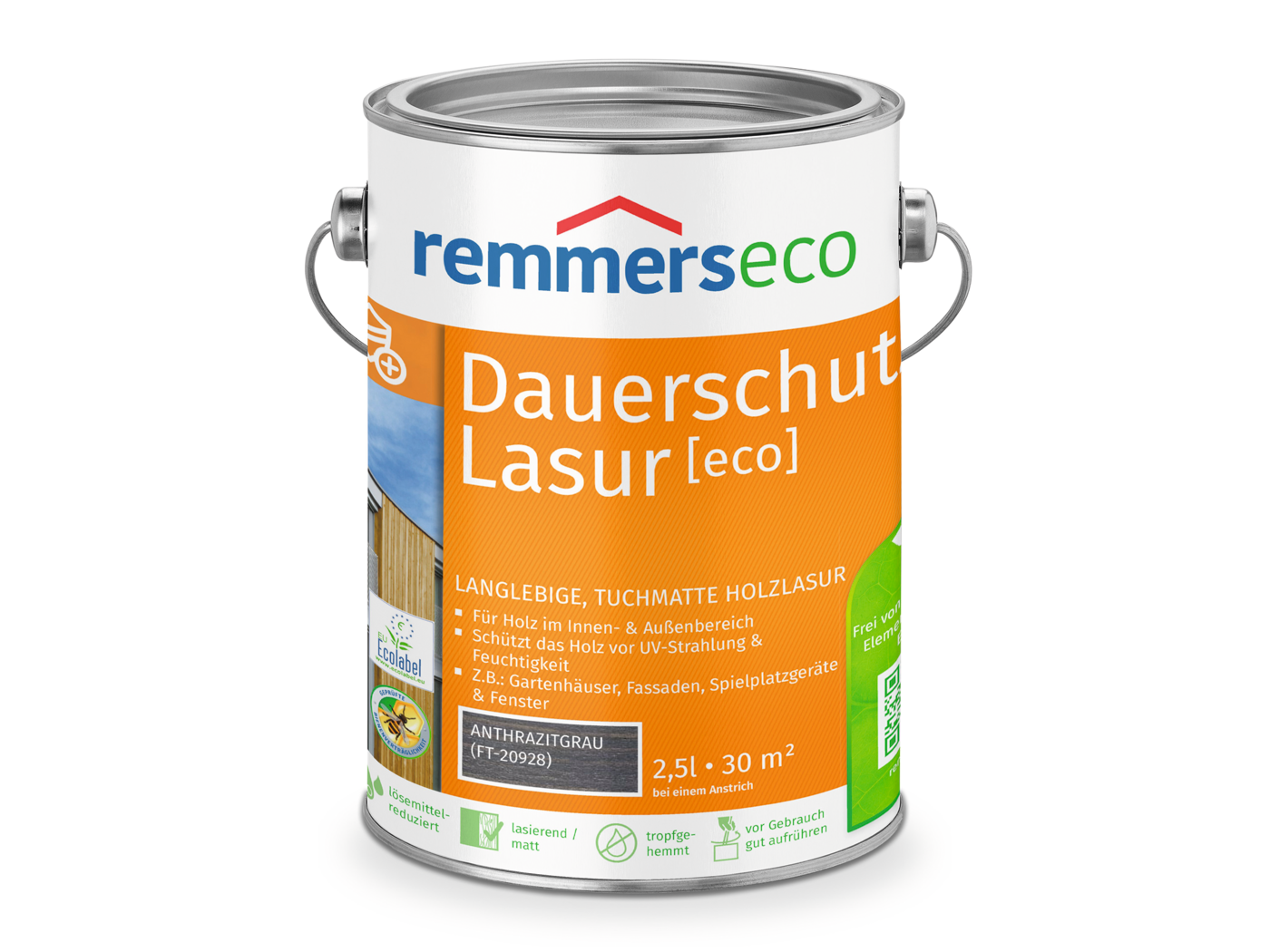 0000766803 Dauerschutz-Lasur [eco] anthrazitgrau (FT-20928) 2,5l
