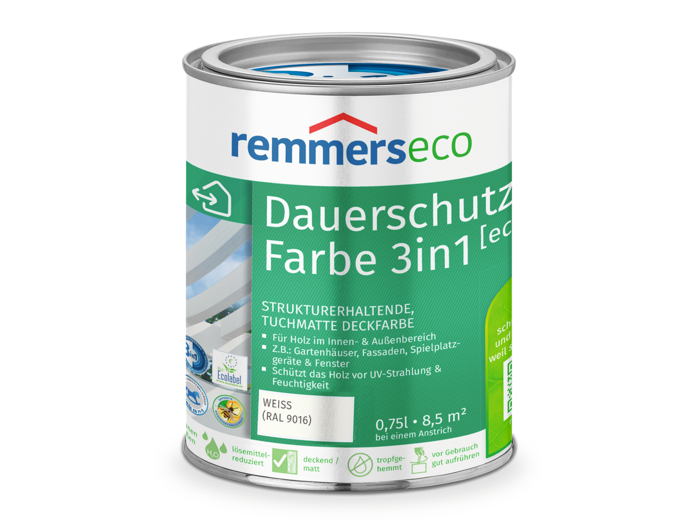 0000766301 Dauerschutz-Farbe 3in1 [eco] weiß (RAL 9016) 0,75l