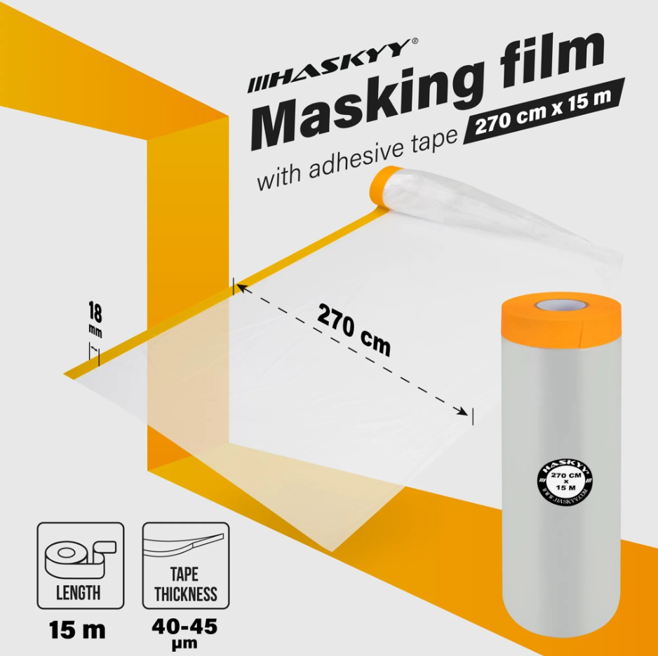 Abdeckfolie Malerfolie Baufolie 270 x 15m 40,5m² Abdeckband Goldband Masker Tape